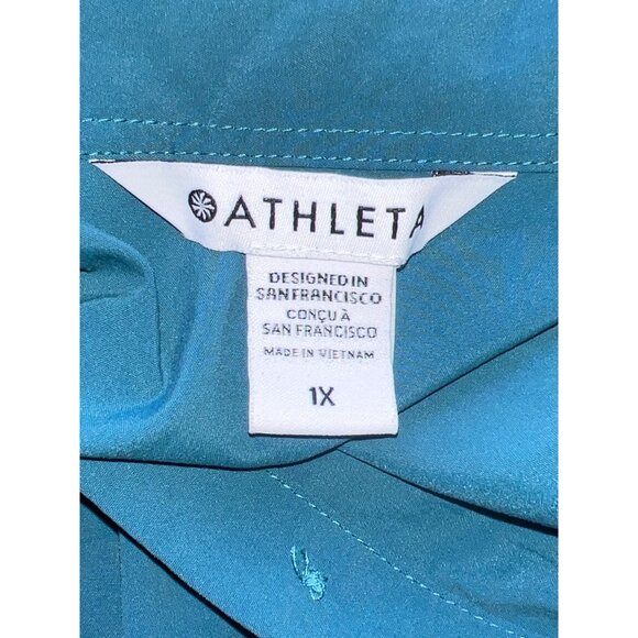 Athleta Levitate Poplin Tank Womens 1X Teal Sleeveless Lightweight Drawstring - Picture 5 of 8